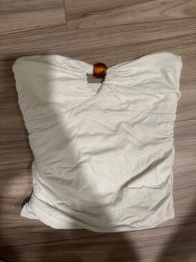 Ivory Strapless Top with Amber Ring Detail